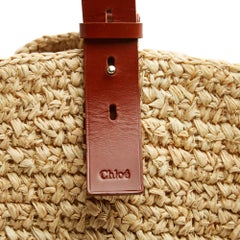 Chloé 2026 Sac Cabas Manuel Medium Raffia Tan Leder Allzweck-Tragetasche Chloe