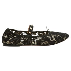 Valentino Rockstud Babies Dentelle EU38.5 Black Lace Flat Ballet Shoes UK5.5 US8