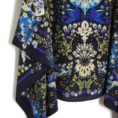Etro 2022 Haut-tunique en soie bleu TU - Blouse-caftan en crêpe de soie à imprimé arabesque, taille unique