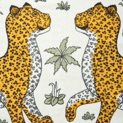 Hermès 2015 Toalla de playa o de baño «Les Leopards» blanca y azul de Hermès