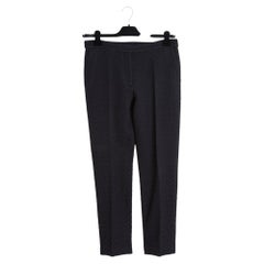 Dries Van Noten Pantalon Bleu Noir FR40 Navy Black Texture Cotton Pants UK12 US8