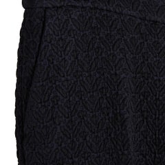 Dries Van Noten Pantalon Bleu Noir FR40 Navy Black Texture Cotton Pants UK12 US8