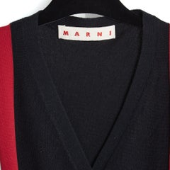 Marni 2019 Gilet Tricolore FR40 Resort, cárdigan de lana negro, rojo y blanco, talla UK12, US8