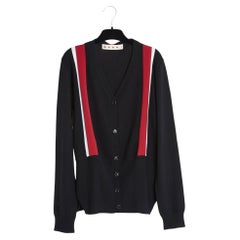 Marni 2019 Gilet Tricolore FR40 Resort, cárdigan de lana negro, rojo y blanco, talla UK12, US8