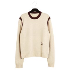 Céline 2018 Pull 2 ton FR40 Phoebe Philo Ecru Beige Wool Sweater UK12 US8 CELINE