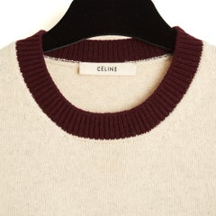 Céline 2018 Pull 2 ton FR40 Phoebe Philo Ecru Beige Wool Sweater UK12 US8 CELINE