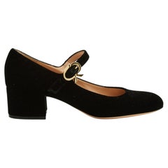 Gianvito Rossi Escarpins Babies EU39 Black Velvet Mary Jane Shoes UK6 US8.5 New