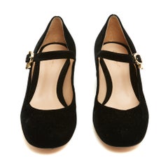 Gianvito Rossi Escarpins Babies EU39 Black Velvet Mary Jane Shoes UK6 US8.5 New
