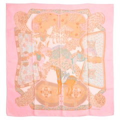 Hermès 1991 Foulard Carre 90 Rose Art des Steppes Pink Silk Twill Scarf Hermes
