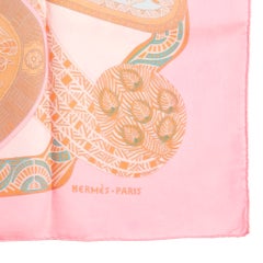 Hermès 1991 Foulard Carre 90 Rose Art des Steppes Pink Silk Twill Scarf Hermes