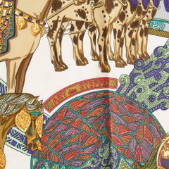 Hermès 1991 Foulard Carre 90 Rose Art des Steppes Blue Silk Twill Scarf Hermes