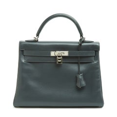 Hermes 2007 Sac Kelly II Retourne 32 Grey Box Leather bag strap Pristine Hermès