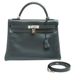Hermes 2007 Sac Kelly II Retourne 32 Grey Box Leather bag strap Pristine Hermès
