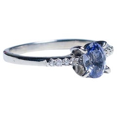 1ct Oval Natural Blue Sapphire Engagement Ring