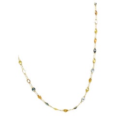 13ctw Multicolor Sapphire and Emerald 18k Gold Dainty Link Necklace