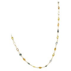 13ctw Multicolor Sapphire and Emerald 18k Gold Dainty Link Necklace (Collier à maillons délicats en or 18k)