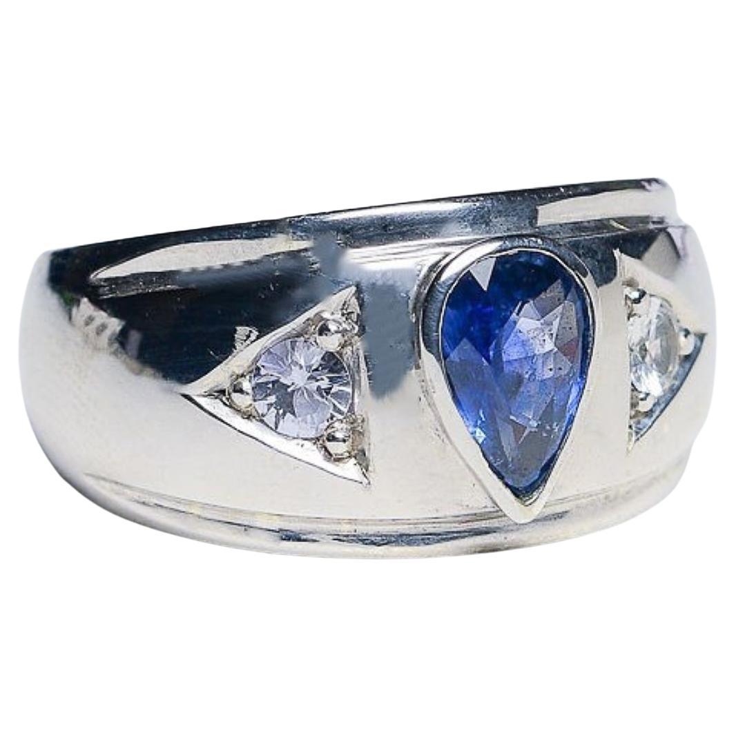 1.5ct Pear Shaped Natural Blue Sapphire Dome Ring  