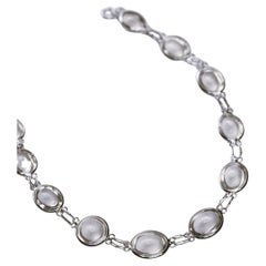 Bracelet tennis avec pierre de lune naturelle cabochon 14 carats