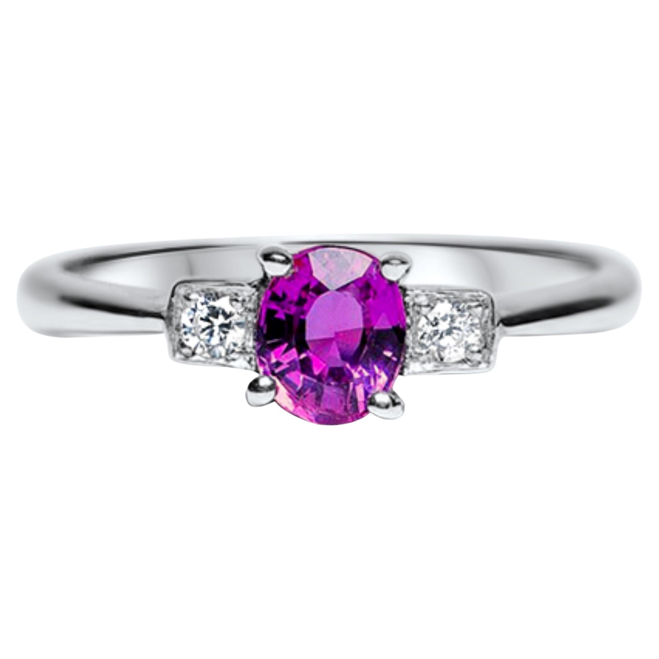 EGL Certified 1ct Oval Natural Pink Sapphire Engagement Ring  For Sale