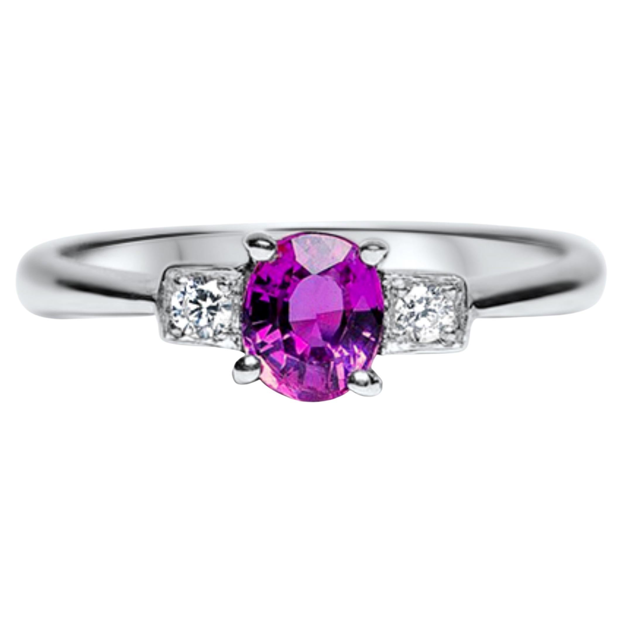 Bague en saphir rose naturel ovale de 1 carat certifié EGL  en vente