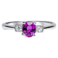 EGL Certified 1ct Oval Natural Pink Sapphire Ring 