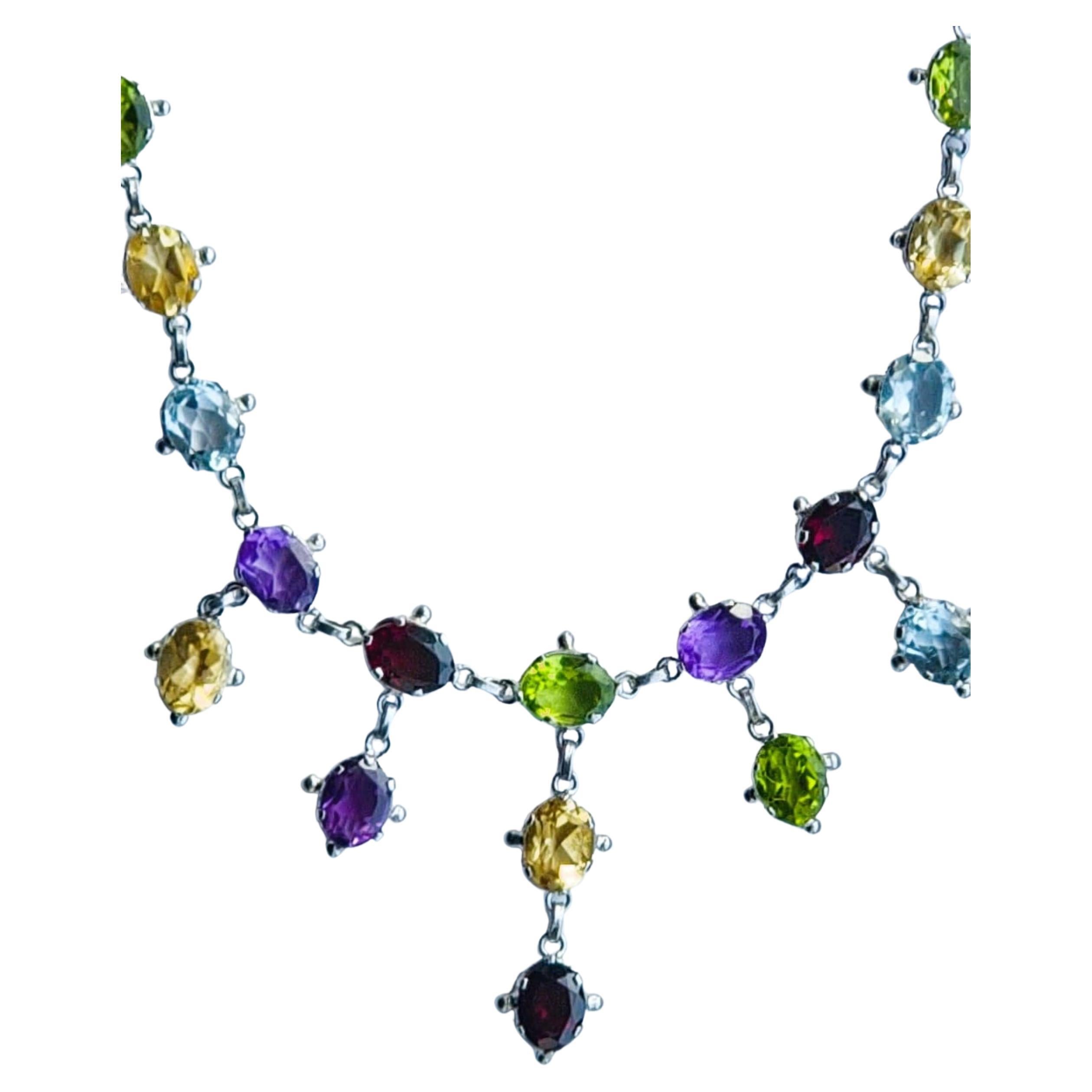 20ctw Gelber Turmalin Peridot Granat Topas Amethyst  Edelstein-Halskette