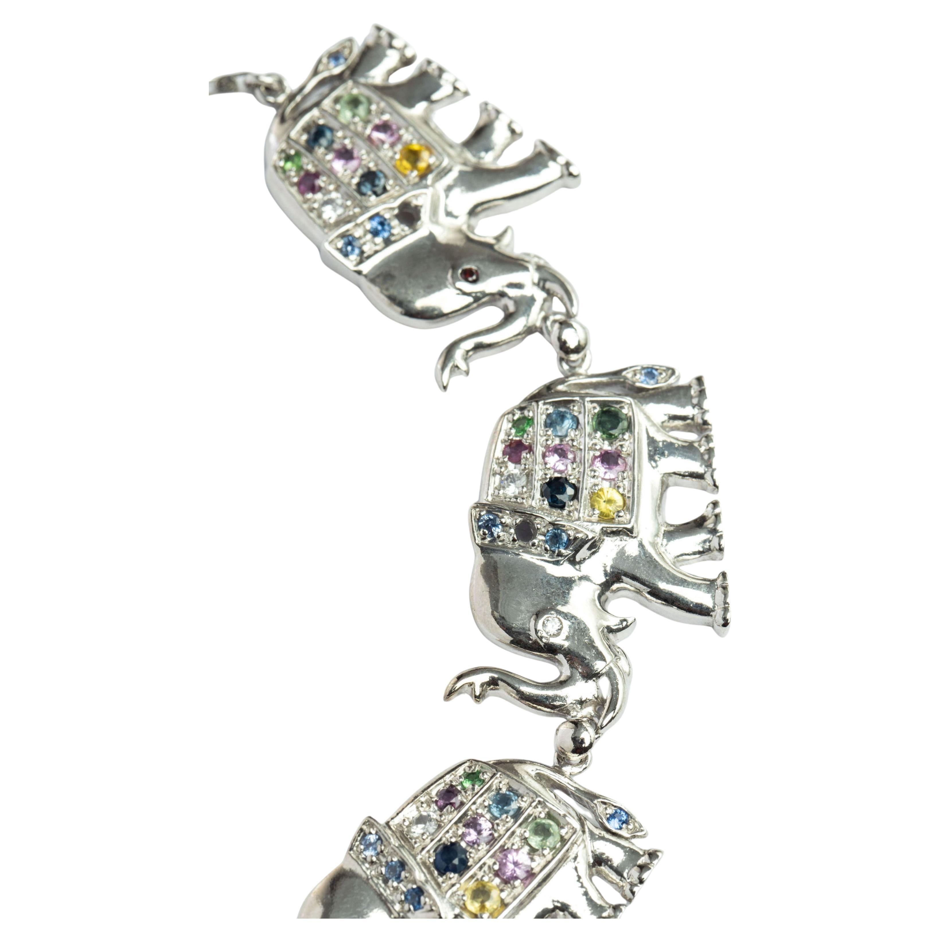 De las mujeres Zafiro Motivo Animal Elefante Trío Collar de Piedras Preciosas en venta