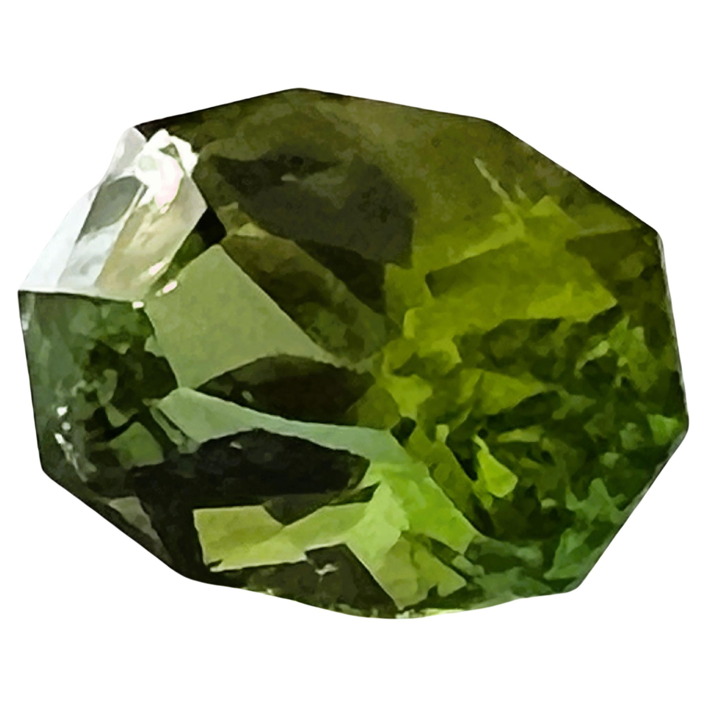 Pierre précieuse tourmaline verte menthe ovale 13,7 carats  