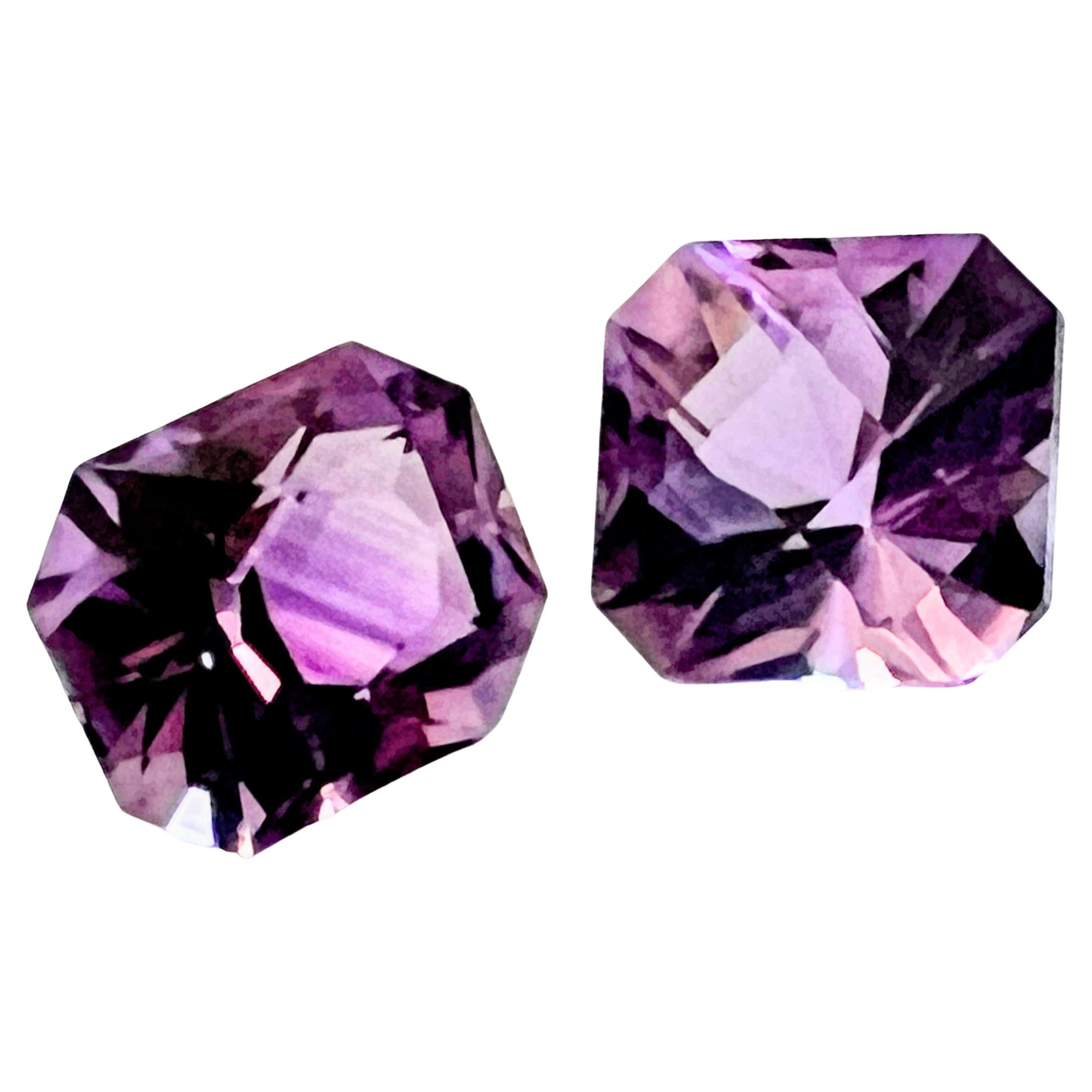 Create a jewelry design with this stunning pair of 1.75ct Asscher Cut Purple Amethyst Loose Gemstones. These gems are a testament to the captivating beauty of natural amethyst, and their estimated measurements highlight their remarkable