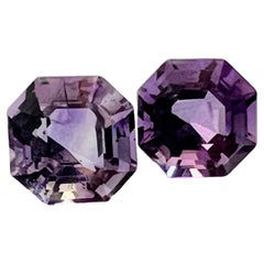 3.45ct Asscher Cut Purple Amethyst Gemstone Pair