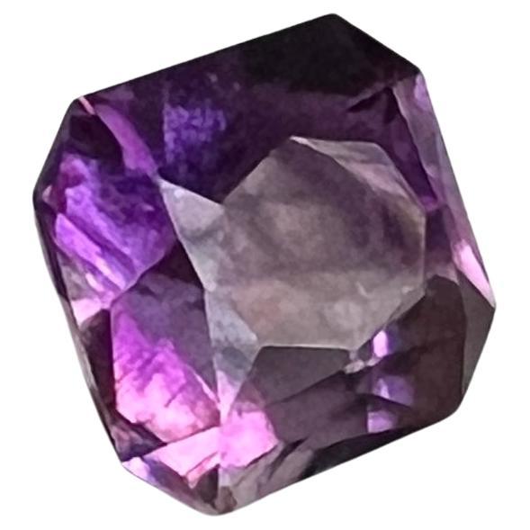 Women's or Men's 7.17ct Princess Cut Natural Purple Amethyst Gemstone For Sale