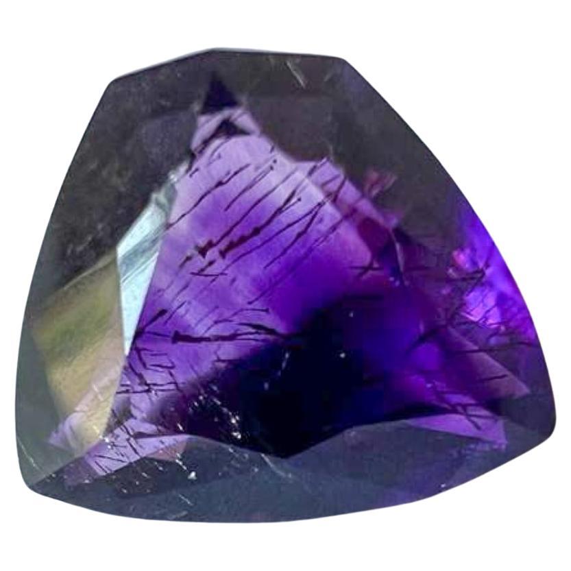 Contemporary 8.63ct Custom Cut  Natural Untreated Rutiled Purple Amethyst Gemstone  For Sale