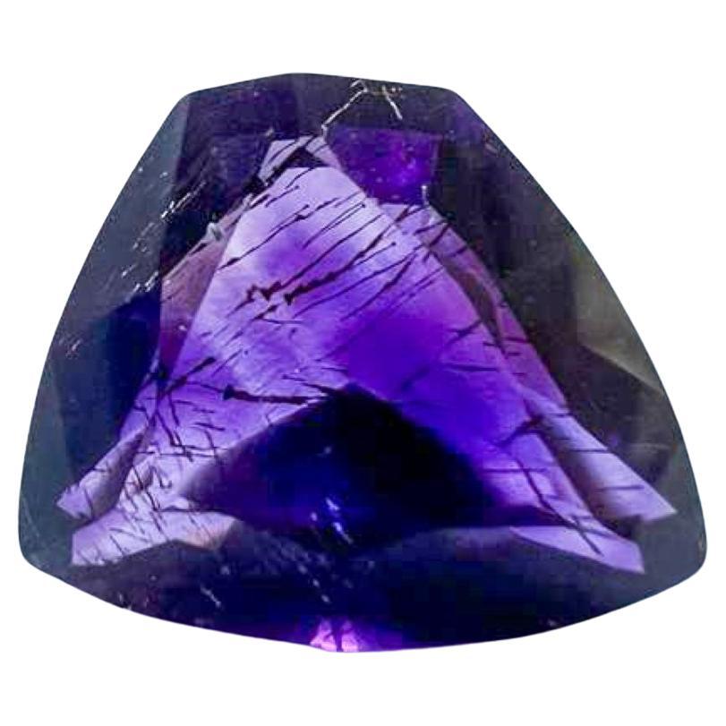 8.63ct Custom Cut  Natural Untreated Rutiled Purple Amethyst Gemstone  For Sale