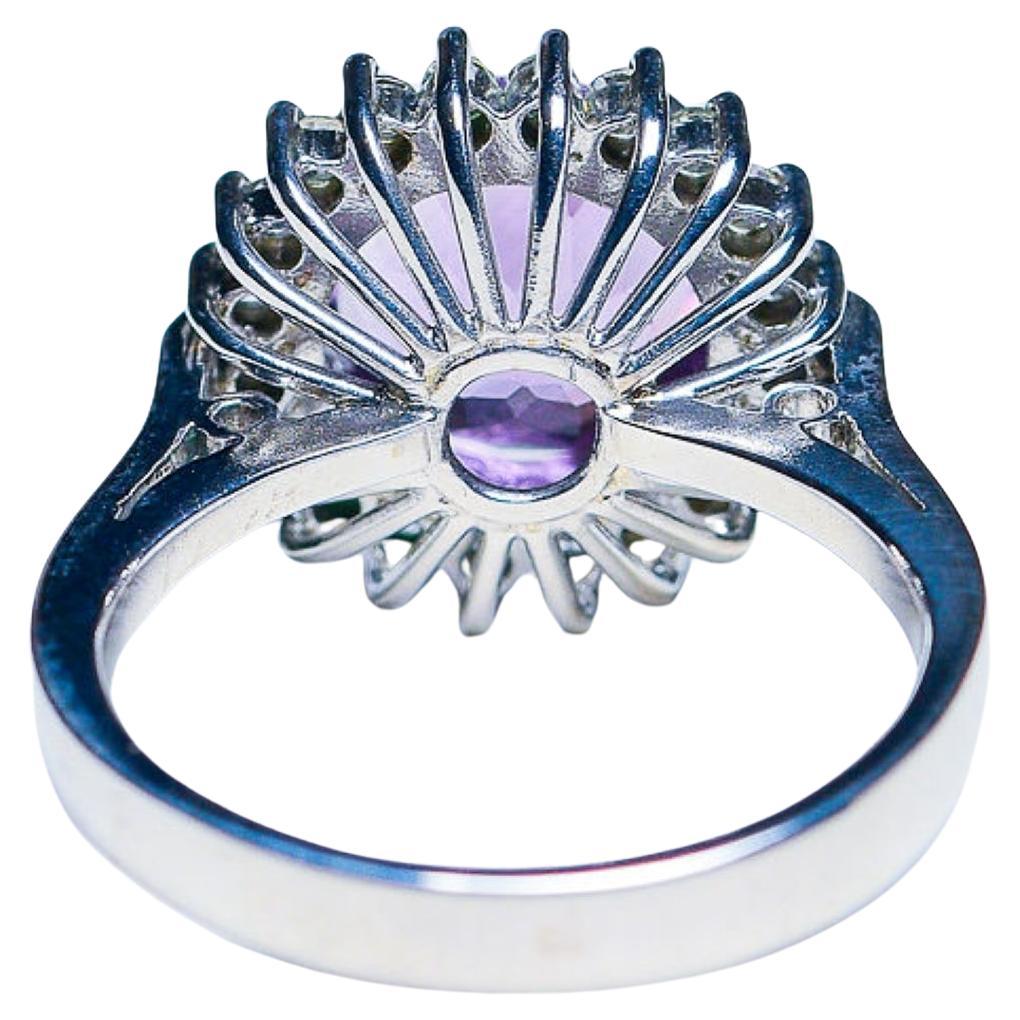 Round Cut 2.50ct Round Natural Purple Amethyst Statement Ring For Sale