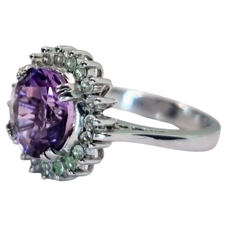 2.50ct Round Natural Purple Amethyst Statement Ring In New Condition For Sale In Lanham, MD