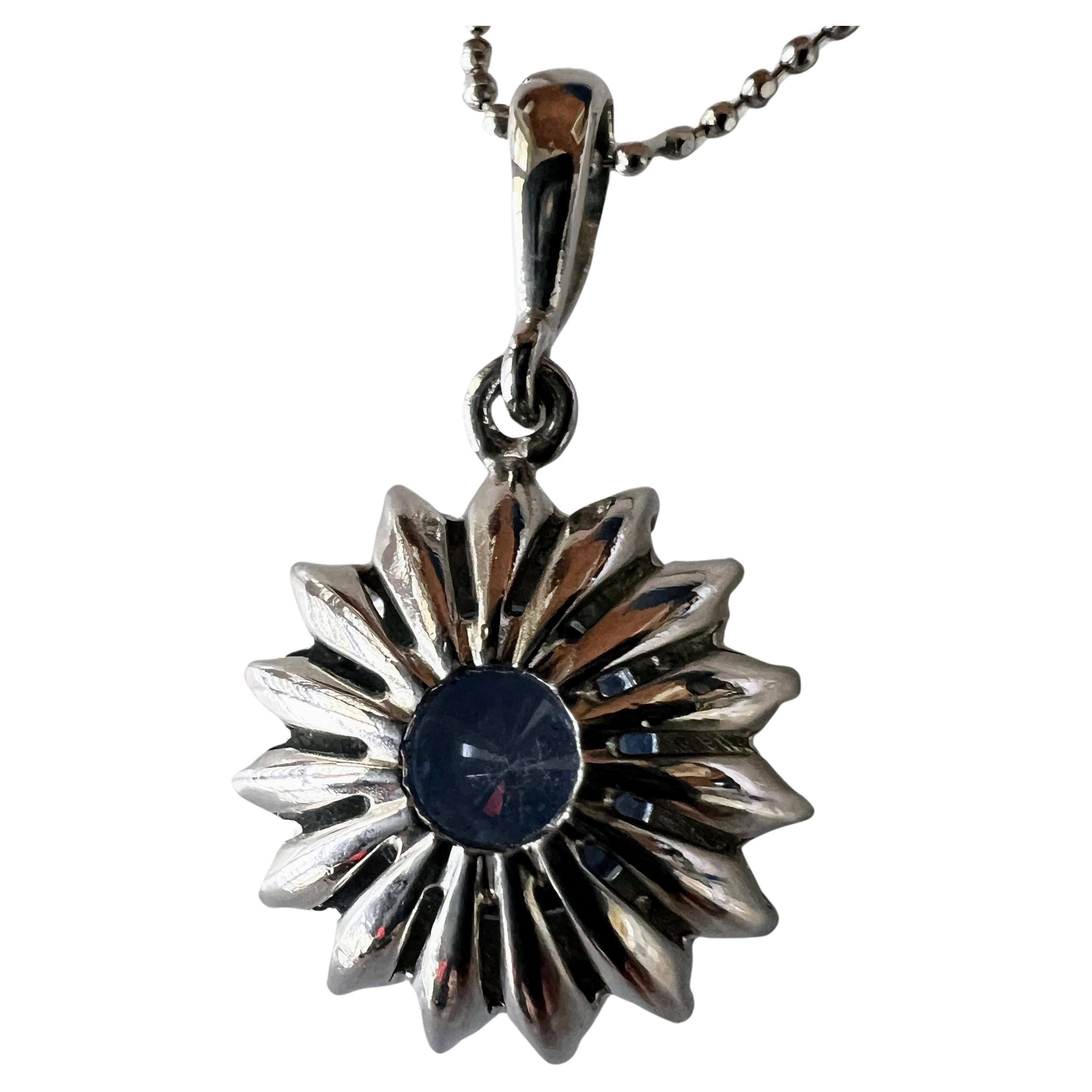 3ct Round Cut Natural Blue Sapphire Pendant Necklace In New Condition For Sale In Sheridan, WY