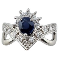 Bague grappe de saphirs bleus naturels non traités de 1 carat