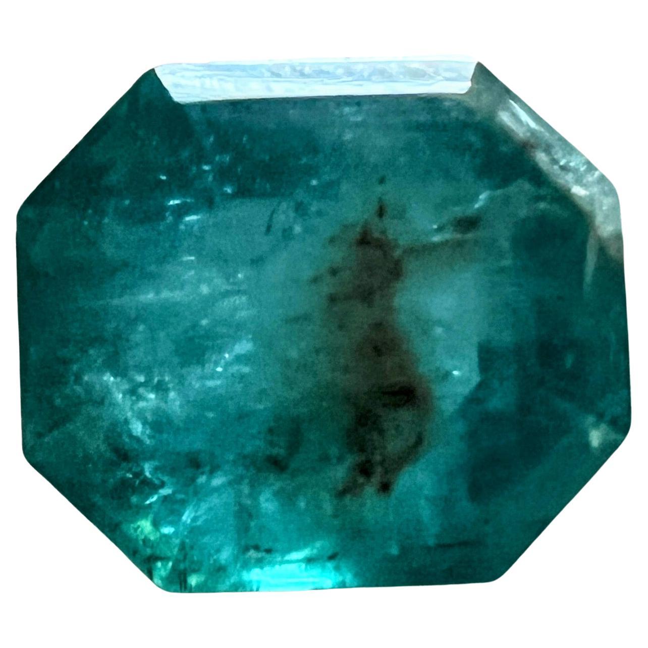 4.55ct Octagonal Cut No-Oil Untreated Emerald Gemstone For Sale
