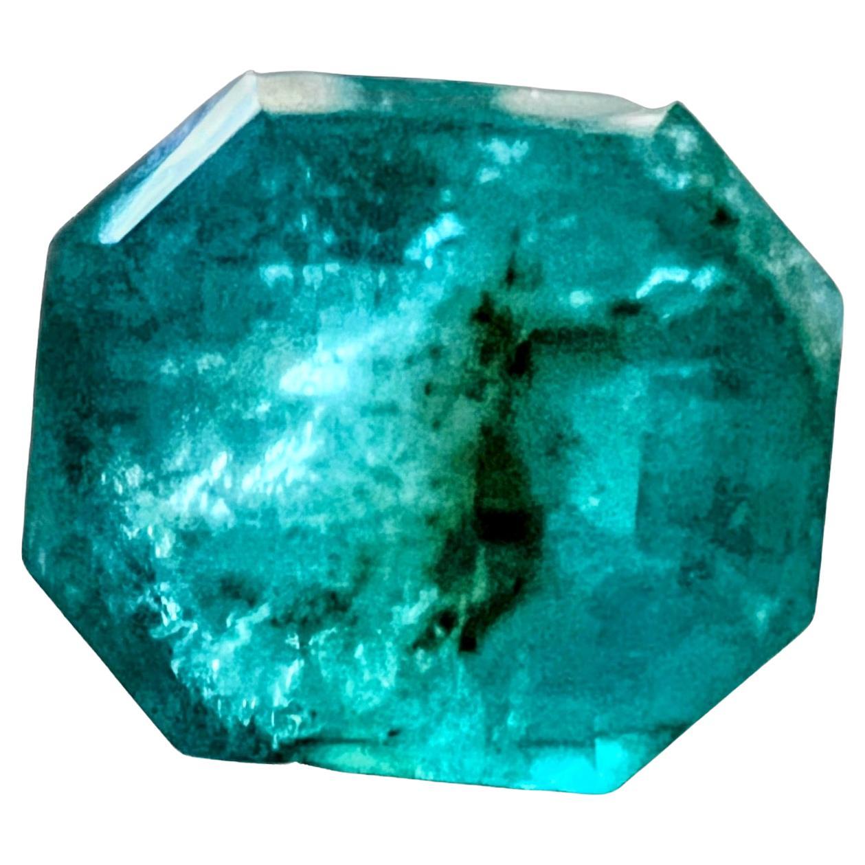 Artisan 4.55ct Octagonal Cut No-Oil Untreated Emerald Gemstone For Sale