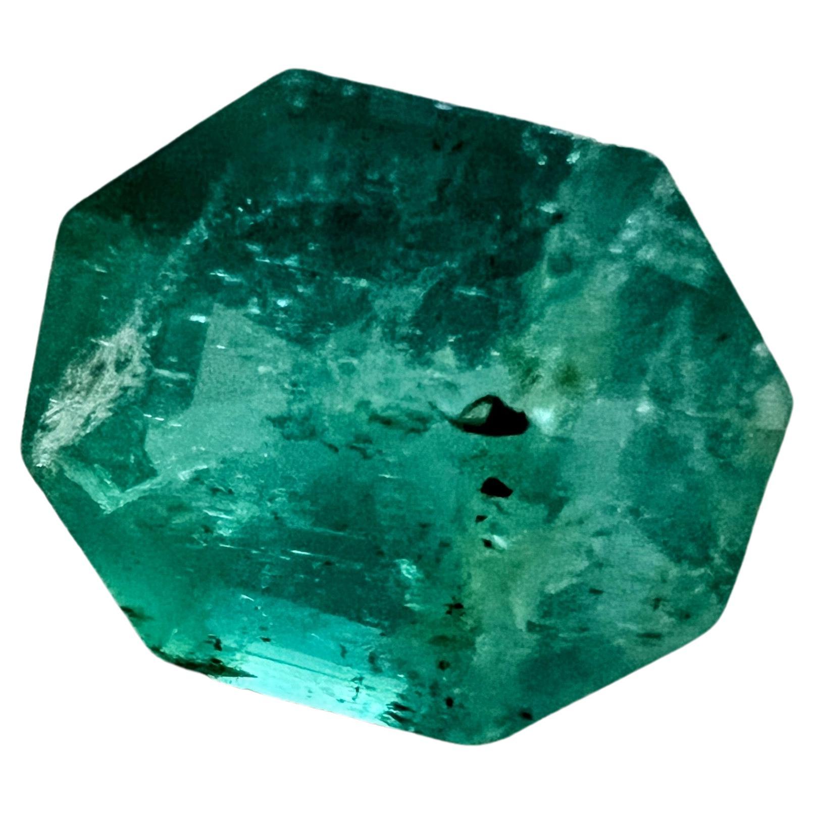 Octagon Cut NO RESERVE 2.02ct Octagonal Cut NO-OIL Natural Untreated EMERALD Gemstone For Sale