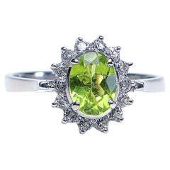 1 Karat Oval Mintgrüner Peridot Platin Silber Ring