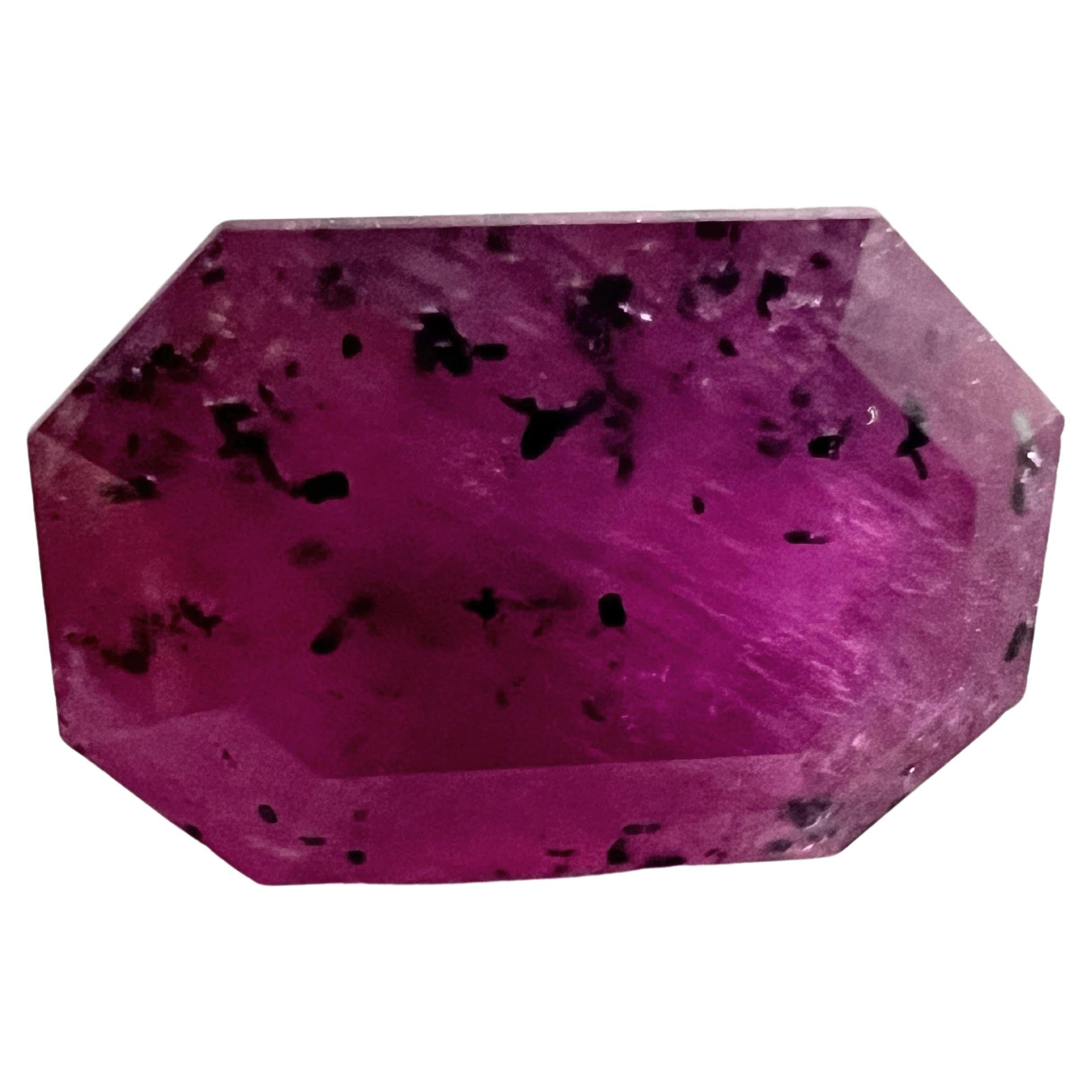 Artisan NO RESERVE 4.285ct NATURAL RUBY  Octagonal Cut Loose Gemstone For Sale