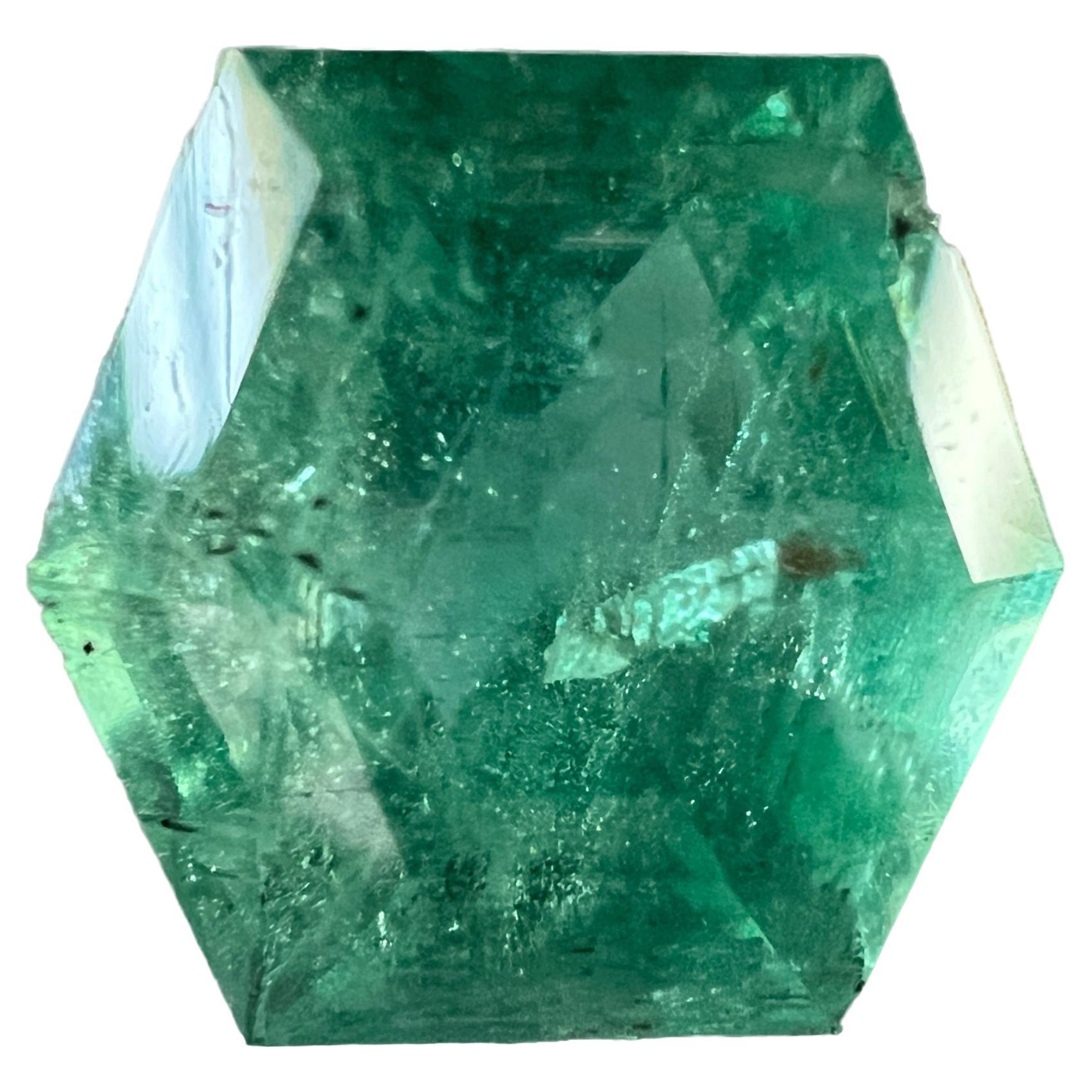 Artisan NO RESERVE 4.56ct Octagonal Cut NO OIL Untreated Natural EMERALD Gemstone For Sale