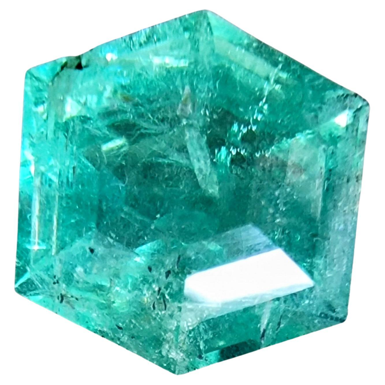 4.56ct Hexagon Cut NO OIL Untreated Natural EMERALD Gemstone