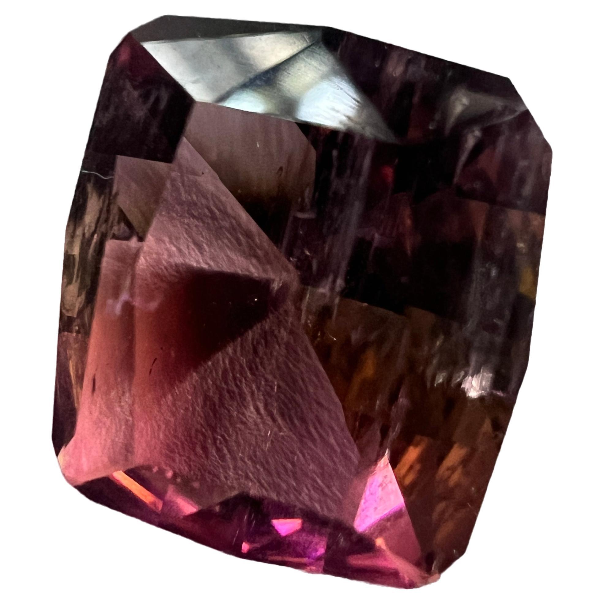 6.12ct Square Bi-Color Tourmaline Gemstone For Sale