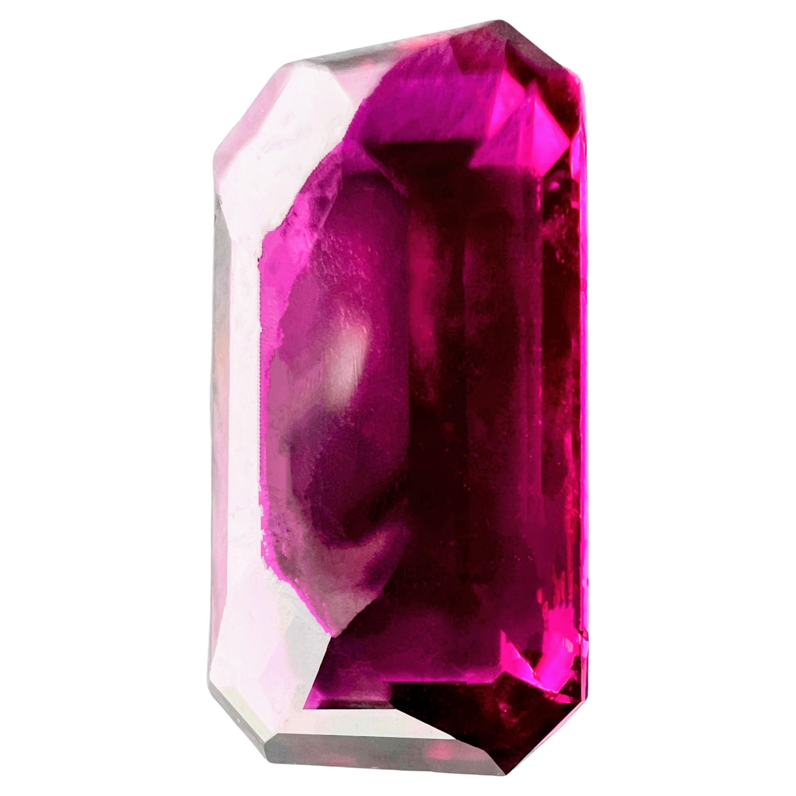 3.02ct Emerald Cut Red Rubellite Tourmaline Gemstone In New Condition For Sale In Sheridan, WY