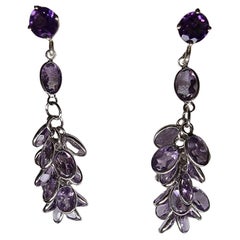 Amethyst Cluster Dangle Earrings