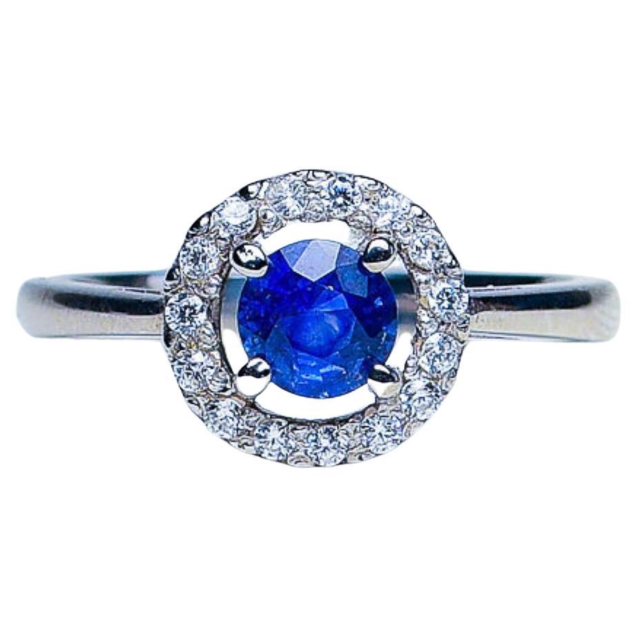 1.5ct Blue Sapphire Floating Halo Ring For Sale