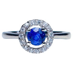 1.5ct Blue Sapphire Floating Halo Engagement Ring
