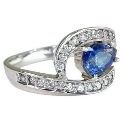 1 Karat birnenförmiger natürlicher blauer Saphir Ring